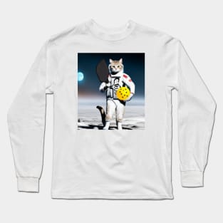 Pickleball space cat Long Sleeve T-Shirt